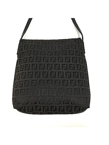 Fendi FENDI Zucchino Logo Bag, Flap Closure, Crossbody Pouch, Shoulder Leather, Canvas, Men's, Women's, Black (view 2)
