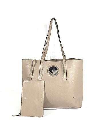Fendi FENDI handbag with pouch, logo, F's design, shoulder bag, tote leather, men's and women's, beige. (view 1)