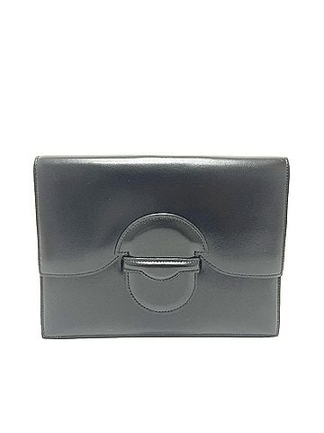 Hermès HERMES Faco Bag, Clutch Party Mini Second Box Calf Leather, Men's, Women's, Black (view 1)