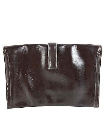 Hermès HERMES Hermes H logo Vintage Jige PM bag Document Flap Second Clutch Leather Men's Women's Dark Brown (view 2)