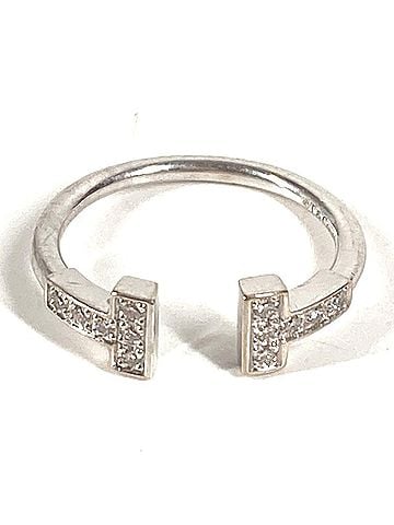 Tiffany & Co. TIFFANY&amp;Co. Tiffany &amp; Co. Jewelry Accessories T Wire Diamond Logo 750 Gold 18K Ring Au750 Women's Silver (view 1)