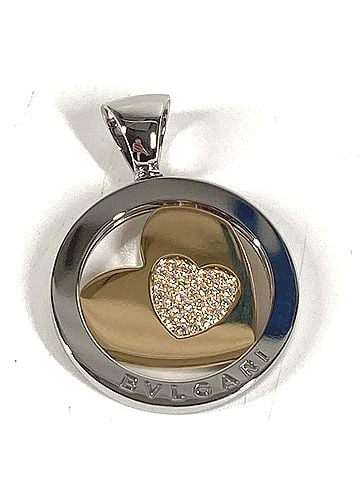 Bvlgari BVLGARI necklace, jewelry, accessory, choker, Tondo Heart, diamond pendant top, 750 gold, 18K, 18KWG, men's, women's, gold. (view 1)