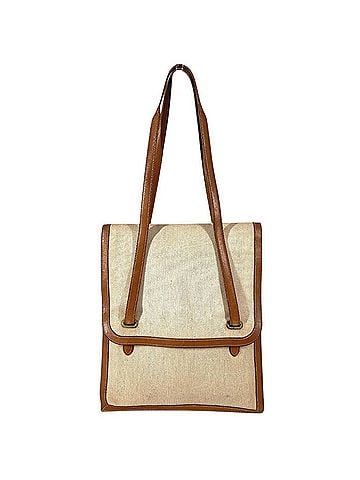 Hermès HERMES Vintage Flap Bag, Shoulder Tote Handbag, Leather, Canvas, Men's, Women's, Beige (view 1)