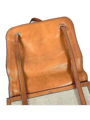 Hermès HERMES Vintage Flap Bag, Shoulder Tote Handbag, Leather, Canvas, Men's, Women's, Beige (view 2)