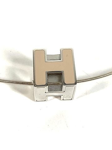 Hermès HERMES Hermes Accessories Cage d'H H Cube Logo Chain Necklace Metal Men's Women's Beige (view 1)
