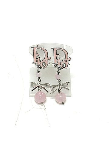 Christian Dior Christian Dior Dior Logo Ribbon Bead Earrings, Metal, Women's, Pink (view 1)