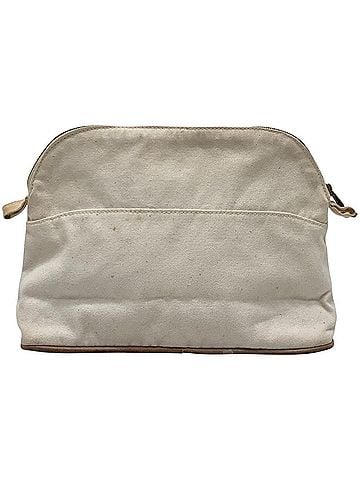 Hermès HERMES Bolide Pouch MM - A small pouch, makeup bag, cosmetic handbag, canvas pouch for women, white. (view 2)