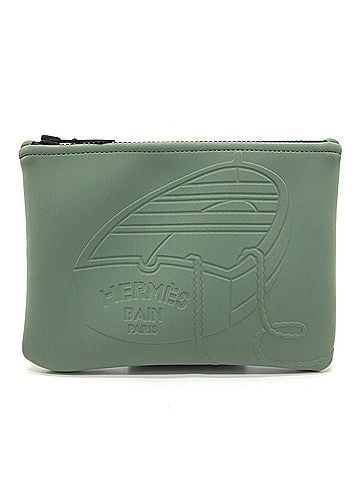 Hermès HERMES NeoBain Thalassa PM - Small item storage, flat handbag/pouch, nylon, women's, khaki, like new. (view 1)