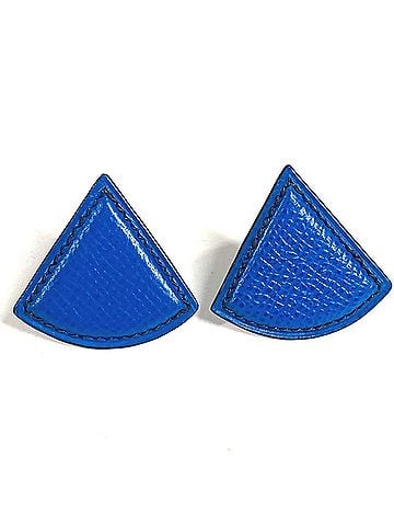 Hermès HERMES Triangle Logo Accessory Jewelry Earrings Leather Men's Women's Blue (view 1)