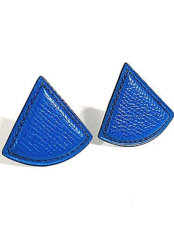 Hermès HERMES Triangle Logo Accessory Jewelry Earrings Leather Men's Women's Blue (view 2)