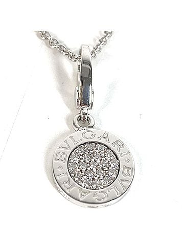 Bvlgari BVLGARI Bulgari 18K Gold WG Logo Diamond Necklace WG750 Silver Jewelry for Men and Women (view 1)