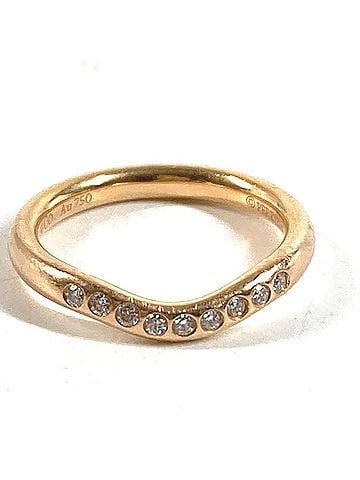 Tiffany & Co. TIFFANY&amp;Co. Tiffany &amp; Co. 18K White Gold Curved Band Ring with 9 Diamonds - Au750 Pink Women's Jewelry (view 1)