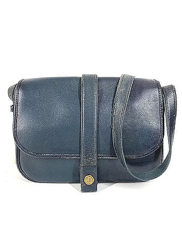 Hermès HERMES Vintage Numea Leather Flap Shoulder Bag for Men and Women, Navy (view 1)