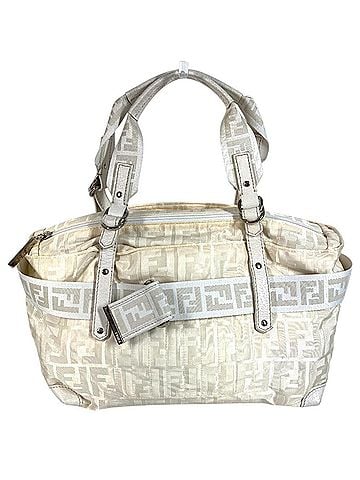 Fendi FENDI Zucca FF Logo Belt Bag, Tote Shoulder Handbag, Nylon Canvas Leather, Men's &amp; Women's, White (view 1)
