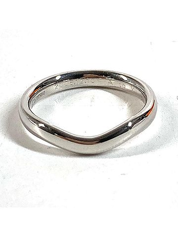 Tiffany & Co. TIFFANY&amp;Co. Tiffany Elsa Peretti Curved Band Ring Accessory Jewelry Platinum Pt950 Men's Silver 1 (view 1)