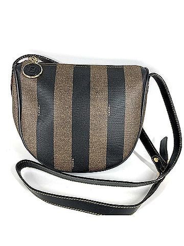 Fendi FENDI Vintage Pequin Logo Bag, Crossbody Pouch, Shoulder Leather, Men's &amp; Women's, Khaki (view 1)