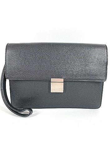 Louis Vuitton LOUIS VUITTON M30782 Taiga Selenga Bag Strap Flap Handbag Pouch Clutch Second Leather Men's Ardoise Black (view 1)