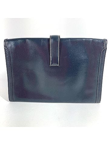 Hermès HERMES Hermes H logo Vintage Jige PM bag Document Flap Second Clutch Box calf Men's Women's Navy (view 2)
