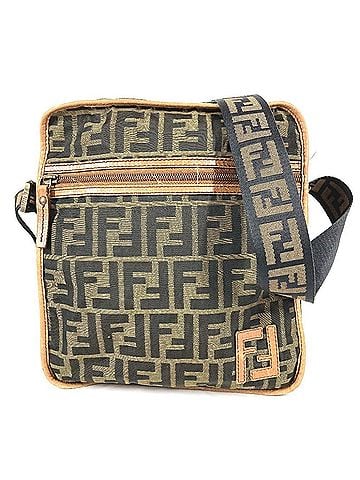 Fendi FENDI Zucca Logo Bag, Crossbody Pouch, Shoulder Nylon Canvas, Leather, Men's, Women's, Brown (view 1)