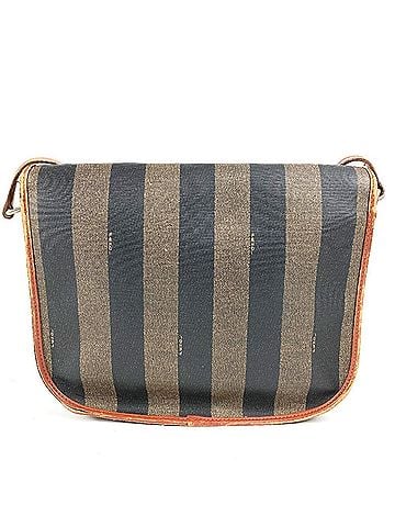 Fendi FENDI Vintage Pequin Logo Bag, Crossbody Pouch, Flap Shoulder Leather, Men's &amp; Women's, Khaki (view 2)