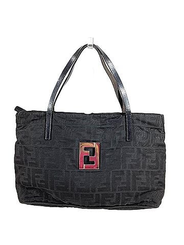 Fendi FENDI Vintage FF Logo Bag Tote Handbag Leather Nylon Men's Women's Black (view 1)