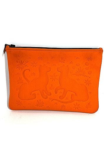 Hermès HERMES Neoban MM Leopard Print Clutch Bag/Makeup Pouch/Multi-Pouch/Handbag/Pouch - Polyamide Men's/Women's Orange (view 1)