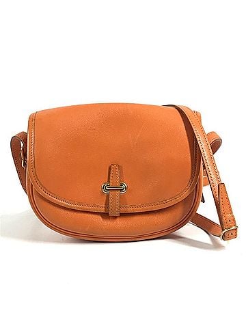 Hermès HERMES Vintage Baldo Golf Mini Flap Bag, Crossbody Pouch, Shoulder Leather, Men's &amp; Women's, Orange (view 1)