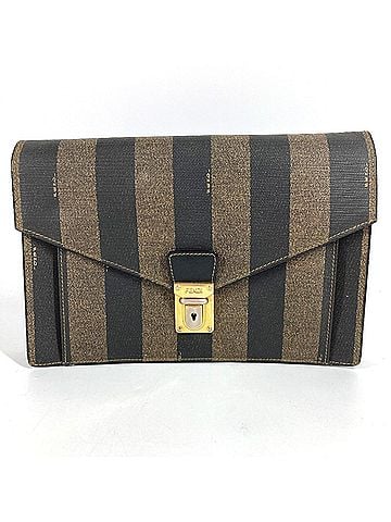 Fendi FENDI Vintage Pecan Bag, Document Flap Clutch Leather, Men's &amp; Women's, Khaki (view 1)