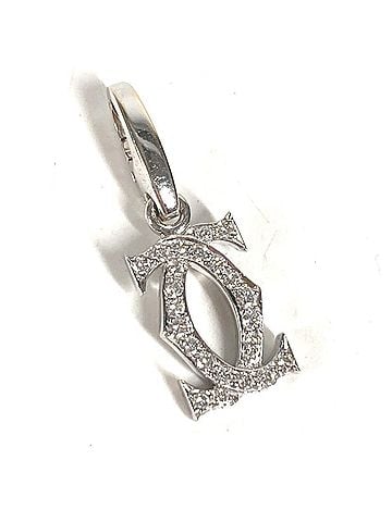 Cartier CARTIER Cartier Diamond 18K Gold 2C Charm 750 Accessory Jewelry Necklace Pendant Top WG750 Women's Silver (view 1)