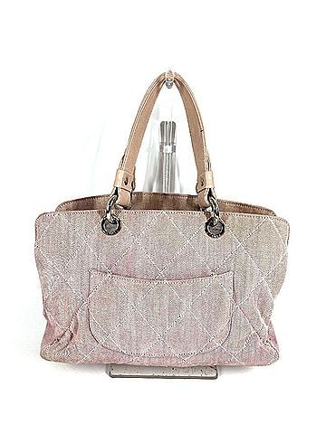 Chanel CHANEL denim CC logo bag, large Coco logo, shoulder handbag, cotton, women's, pink. (view 2)