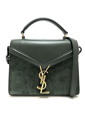 Yves Saint Laurent Yves Saint Laurent SAINT LAURENT PARIS 602716 Cassandra Mini Top Handle Bag, 2-Way Crossbody Handbag, Leather Suede, Women's, Green (view 2)