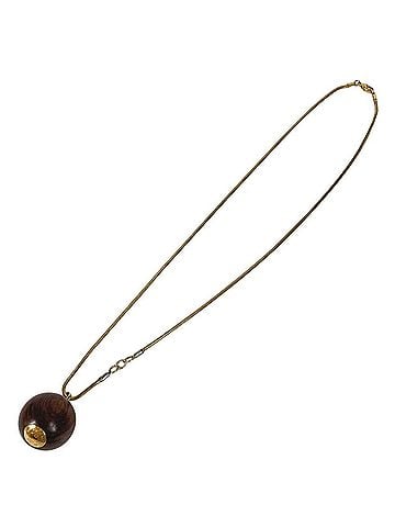 Hermès HERMES Hermes Accessories Sellier Logo Wood Ball Chain Necklace Pendant Accessory Metal Men's Women's Brown (view 2)