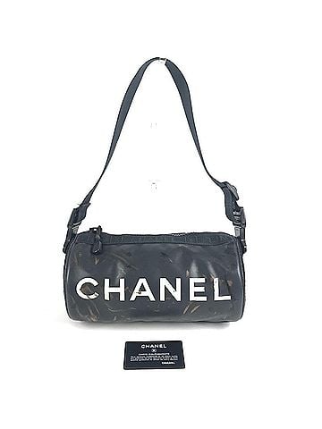 Chanel CHANEL Sport CC Coco Mark Logo Cylindrical Shoulder Bag, One-Shoulder, Semi-Shoulder, Mini Nylon, Men's, Women's, Black (view 1)