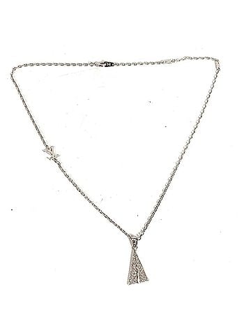 Louis Vuitton LOUIS VUITTON M01034 Rhinestone Pendant LV Paperplane Accessory Jewelry Chain Necklace Metal Men's Women's Silver (view 2)