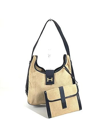 Hermès HERMES Vintage Sacoche Bag, Shoulder Handbag with Pouch, Leather, Canvas, Men's/Women's, Beige (view 1)