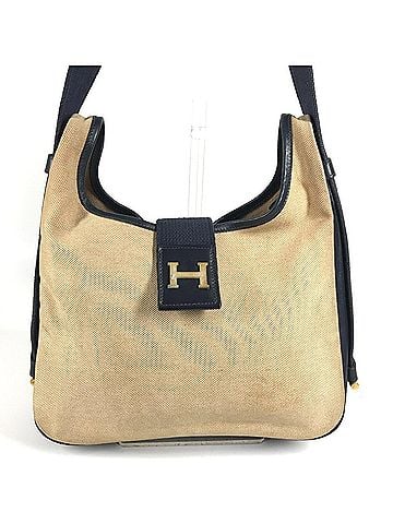 Hermès HERMES Vintage Sacoche Bag, Shoulder Handbag with Pouch, Leather, Canvas, Men's/Women's, Beige (view 2)