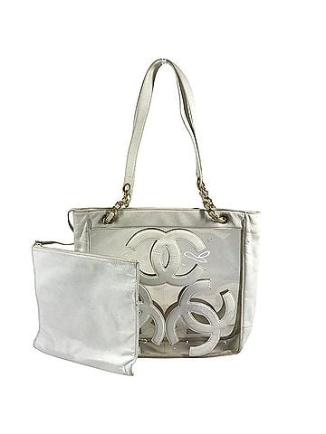 Chanel CHANEL Vintage CC Coco Mark Logo Triple Double Chain Bag Shoulder Tote Handbag with Pouch Vinyl Leather Men's Women's White (view 1)