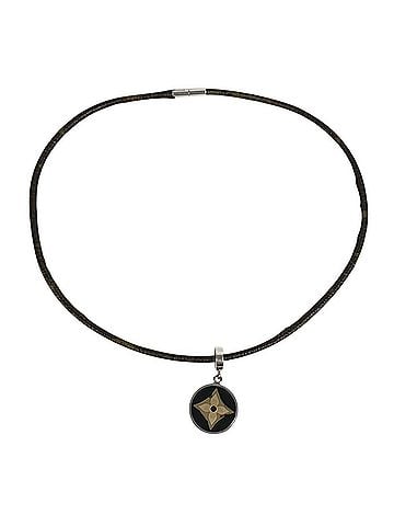 Louis Vuitton LOUIS VUITTON M65495 Monogram Pendant Fleur Choker Accessory Necklace Canvas Men's Women's Brown (view 1)