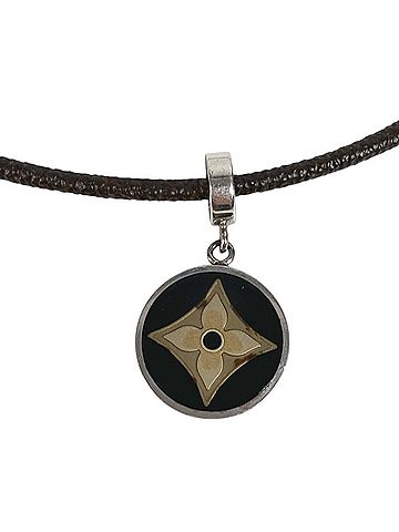 Louis Vuitton LOUIS VUITTON M65495 Monogram Pendant Fleur Choker Accessory Necklace Canvas Men's Women's Brown (view 2)