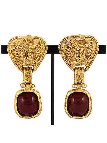 Chanel CHANEL Gripoa Coco Mark Earrings Color Stone 94A GP Women's (view 1)