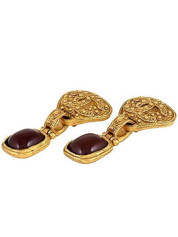 Chanel CHANEL Gripoa Coco Mark Earrings Color Stone 94A GP Women's (view 2)