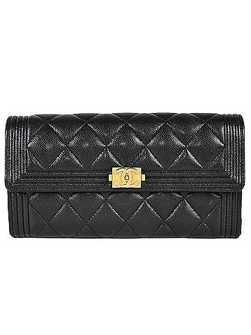 Chanel CHANEL Boy Chanel Long Wallet Caviar Skin Black (view 1)