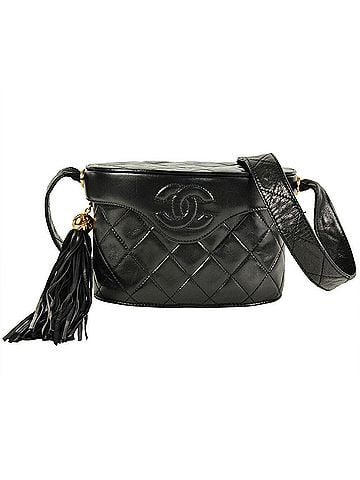 Chanel CHANEL Coco Mark Matelasse Tassel Shoulder Bag Lambskin Black (view 1)