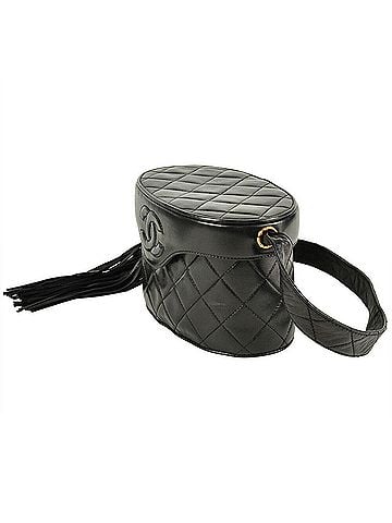 Chanel CHANEL Coco Mark Matelasse Tassel Shoulder Bag Lambskin Black (view 2)