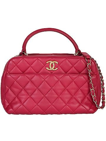 Chanel CHANEL Matelasse Coco Mark 2way Bowling Bag No. 23 (manufactured in 2016) Handbag Shoulder Lambskin Pink (view 1)