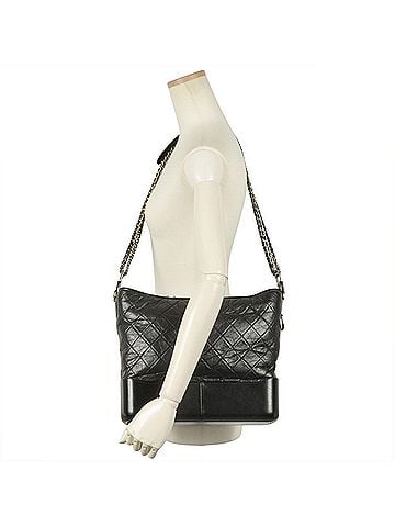Chanel CHANEL Gabrielle de Chanel Large Hobo Shoulder Bag Calfskin Black Chain 24th Series (2018 Production) Women's (view 2)