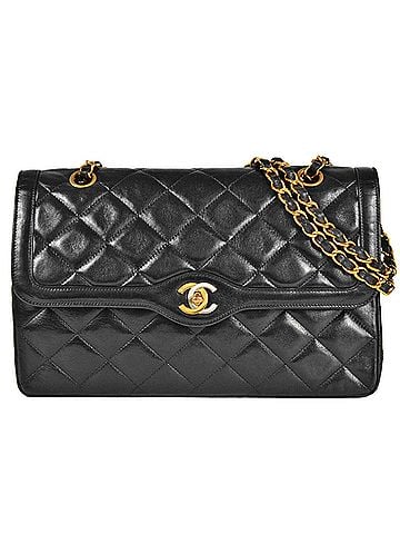 Chanel CHANEL Matelasse Double Flap Chain Shoulder Bag Lambskin Black Coco Mark Paris Exclusive (view 1)