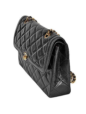 Chanel CHANEL Matelasse Double Flap Chain Shoulder Bag Lambskin Black Coco Mark Paris Exclusive (view 2)