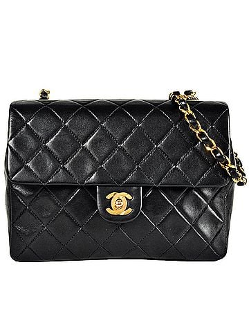 Chanel CHANEL Mini Matelasse 20 Single Flap Chain Shoulder Bag Lambskin A01163 Black (view 1)