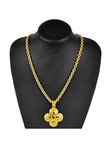 Chanel Chanel CHANEL Coco Mark Clover Necklace Metal Gold 96A (view 2)